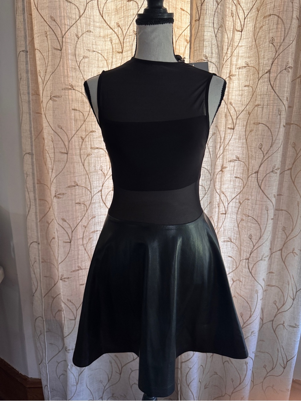 Alice + Olivia Black Faux Leather Skirt Dress